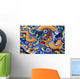 Brightly Painted Chinese Style Wood Carvings Wall Mural