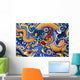Brightly Painted Chinese Style Wood Carvings Wall Mural