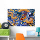 Brightly Painted Chinese Style Wood Carvings Wall Mural