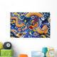 Brightly Painted Chinese Style Wood Carvings Wall Mural