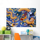 Brightly Painted Chinese Style Wood Carvings Wall Mural