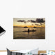 Man And Dog On A One-Man Outrigger Canoe At Sunset Wall Mural