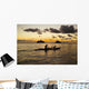 Man And Dog On A One-Man Outrigger Canoe At Sunset Wall Mural