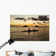 Man And Dog On A One-Man Outrigger Canoe At Sunset Wall Mural