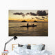 Man And Dog On A One-Man Outrigger Canoe At Sunset Wall Mural