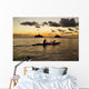 Man And Dog On A One-Man Outrigger Canoe At Sunset Wall Mural
