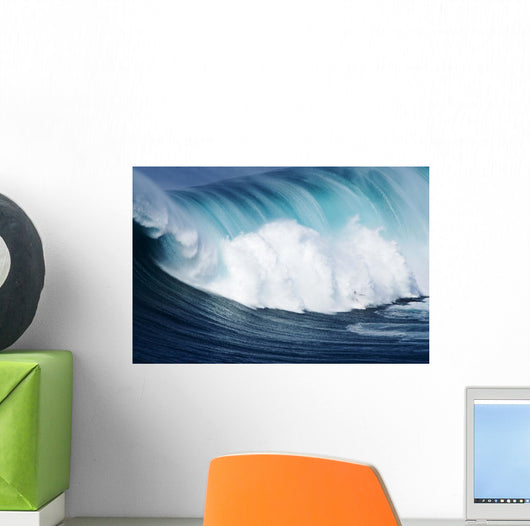 Hawaii, Maui, Yuri Farrant Surfs Huge Wave At Jaws, Aka Peahi Wall Mural