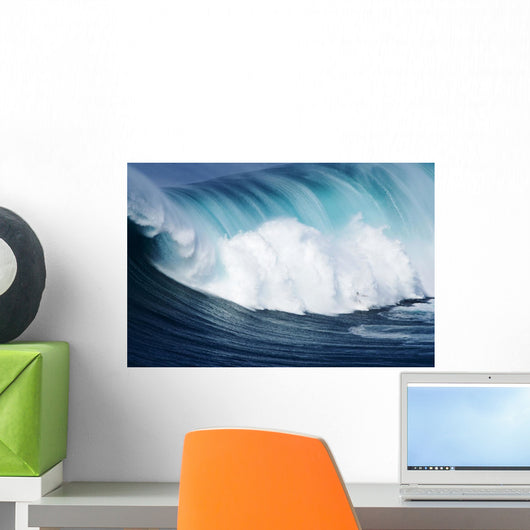 Hawaii, Maui, Yuri Farrant Surfs Huge Wave At Jaws, Aka Peahi Wall Mural