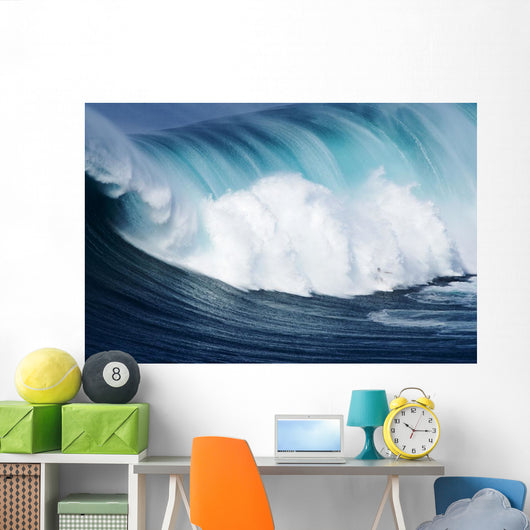Hawaii, Maui, Yuri Farrant Surfs Huge Wave At Jaws, Aka Peahi Wall Mural