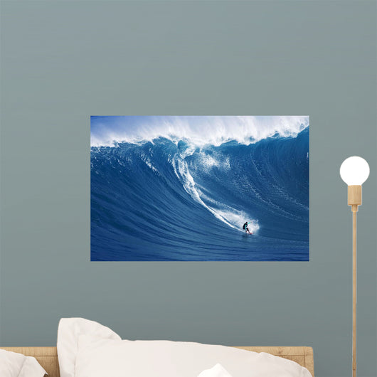 Hawaii, Maui, Yuri Farrant Surfs Huge Wave At Jaws, Aka Peahi Wall Mural
