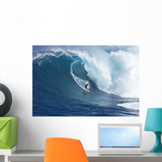 Hawaii, Maui, Yuri Farrant Surfs Huge Wave At Jaws, Aka Peahi Wall Mural