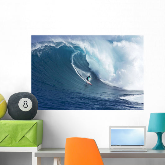 Hawaii, Maui, Yuri Farrant Surfs Huge Wave At Jaws, Aka Peahi Wall Mural