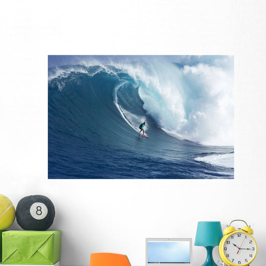 Hawaii, Maui, Yuri Farrant Surfs Huge Wave At Jaws, Aka Peahi Wall Mural