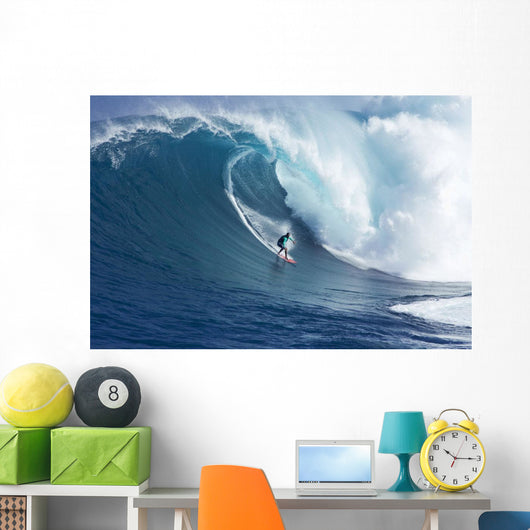 Hawaii, Maui, Yuri Farrant Surfs Huge Wave At Jaws, Aka Peahi Wall Mural
