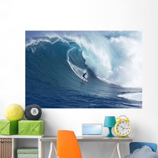 Hawaii, Maui, Yuri Farrant Surfs Huge Wave At Jaws, Aka Peahi Wall Mural