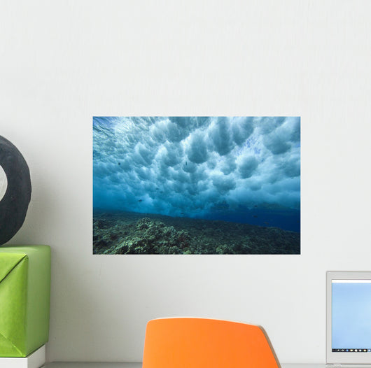 Hawaii, Underwater View Of Wave Breaking Over Shallow Reef Wall Mural