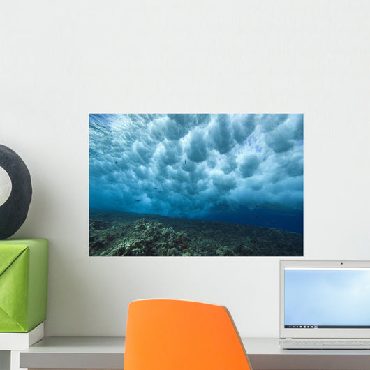Hawaii, Underwater View Of Wave Breaking Over Shallow Reef Wall Mural
