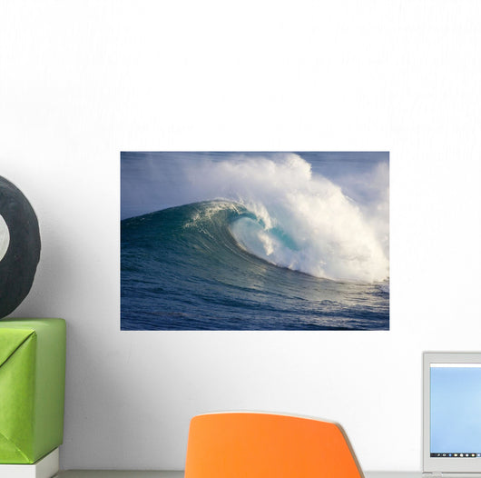 Hawaii, Maui, Large Wave Crashing At Jaws, Well Known Surf Spot Wall Mural