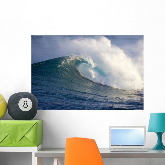 Hawaii, Maui, Large Wave Crashing At Jaws, Well Known Surf Spot Wall Mural