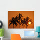 Hawaii, Sunset, Cluster Of Palm Trees, Sun Ball Wall Mural