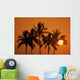 Hawaii, Sunset, Cluster Of Palm Trees, Sun Ball Wall Mural