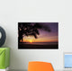 Hawaii, Silhouette Of Palm Tree Near Ocean, Colorful Sunset Wall Mural