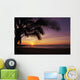 Hawaii, Silhouette Of Palm Tree Near Ocean, Colorful Sunset Wall Mural