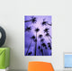 Coconut Palm Trees Silhouetted At Dawn Against Purple Sky Wall Mural