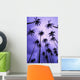 Coconut Palm Trees Silhouetted At Dawn Against Purple Sky Wall Mural