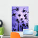 Coconut Palm Trees Silhouetted At Dawn Against Purple Sky Wall Mural