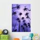 Coconut Palm Trees Silhouetted At Dawn Against Purple Sky Wall Mural
