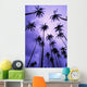 Coconut Palm Trees Silhouetted At Dawn Against Purple Sky Wall Mural