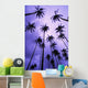 Coconut Palm Trees Silhouetted At Dawn Against Purple Sky Wall Mural