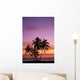 Cluster Of Palm Trees With Beautiful Sunset Background Wall Mural