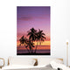 Cluster Of Palm Trees With Beautiful Sunset Background Wall Mural