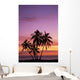 Cluster Of Palm Trees With Beautiful Sunset Background Wall Mural