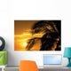 Palm Trees Silhouette With Sunset, Orange Sky And Clouds In Background Wall Mural