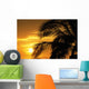 Palm Trees Silhouette With Sunset, Orange Sky And Clouds In Background Wall Mural