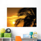 Palm Trees Silhouette With Sunset, Orange Sky And Clouds In Background Wall Mural