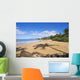 Hawaii, Maui, Makena, Chang's Beach, Shadow Of Palm Tree On Sand Wall Mural