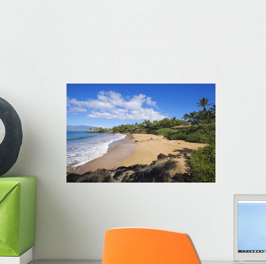 Hawaii, Maui, Makena, Chang's Beach, Blue Sky, Clouds, Empty Beach Wall Mural
