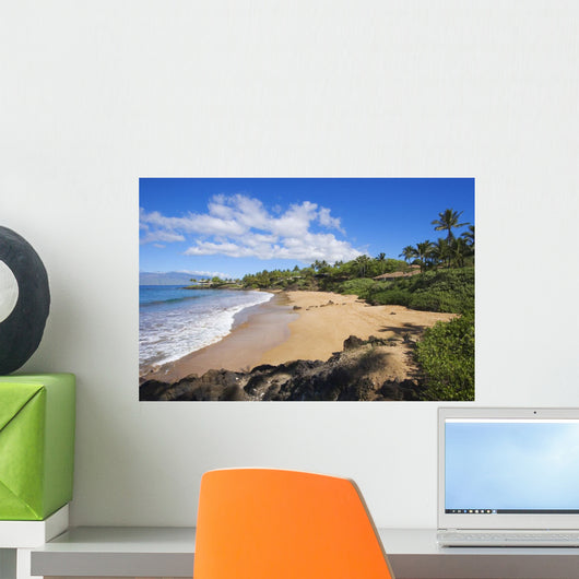 Hawaii, Maui, Makena, Chang's Beach, Blue Sky, Clouds, Empty Beach Wall Mural