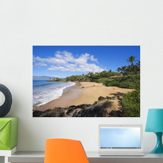 Hawaii, Maui, Makena, Chang's Beach, Blue Sky, Clouds, Empty Beach Wall Mural
