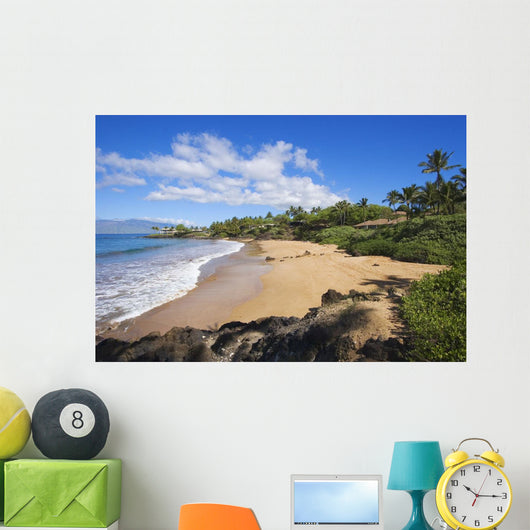 Hawaii, Maui, Makena, Chang's Beach, Blue Sky, Clouds, Empty Beach Wall Mural