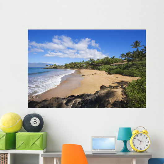 Hawaii, Maui, Makena, Chang's Beach, Blue Sky, Clouds, Empty Beach Wall Mural