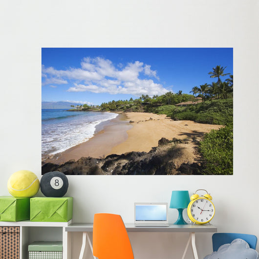 Hawaii, Maui, Makena, Chang's Beach, Blue Sky, Clouds, Empty Beach Wall Mural