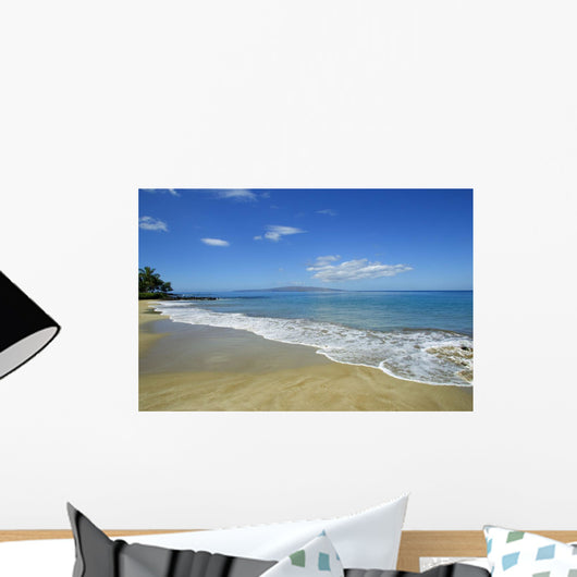 Hawaii, Maui, Wailea, Beautiful Polo Beach, Kahoolawe In Distance Wall Mural