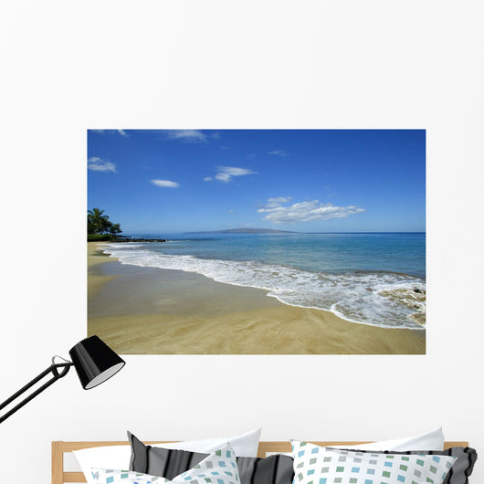 Hawaii, Maui, Wailea, Beautiful Polo Beach, Kahoolawe In Distance Wall Mural