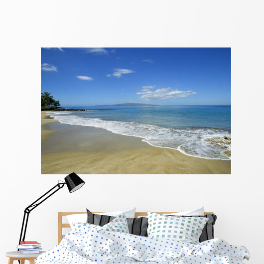 Hawaii, Maui, Wailea, Beautiful Polo Beach, Kahoolawe In Distance Wall Mural