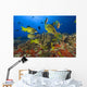 Hawaii, School Of Bluestripe Snappers Among Coral Reef Wall Mural
